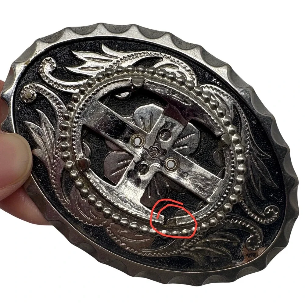 Western Interchangeable Stone Belt Buckle Silver Tone Agate‎ Jasper 3.5in